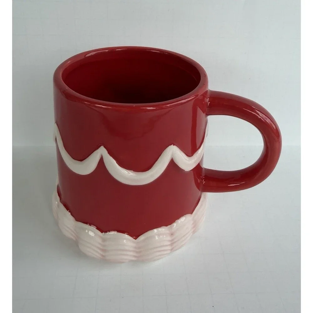 Target Bullseye Playground Valentines Coffee Mug Pink Frosted Cake Red Ceramic